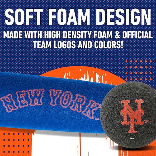 Image of Franklin Sports New York Mets Foam Bat & Ball Set - 21 inch Soft Jumbo Team Baseball Bat and Ball Team Logo - MLB Official Licensed Product