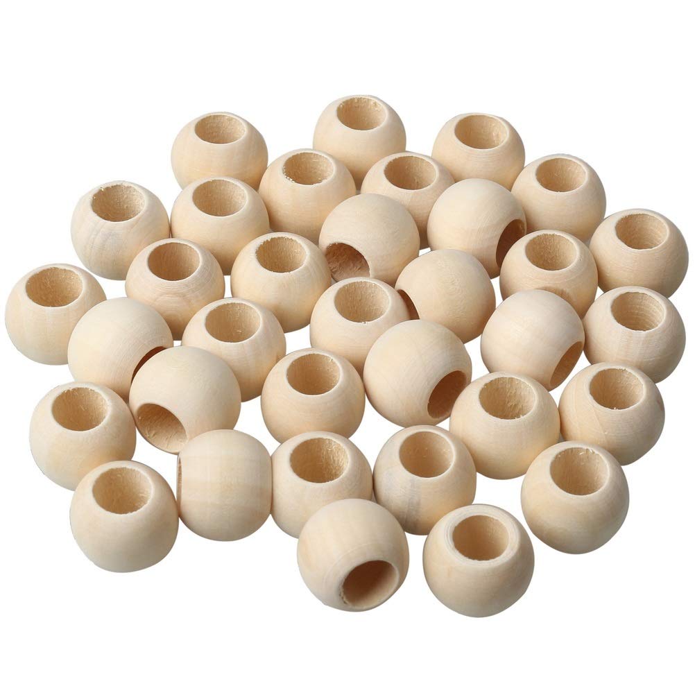 100pcs Natural Wooden Beads, 20mm Wood Spacer Beads Round Wood Loose Beads for Jewellery Making