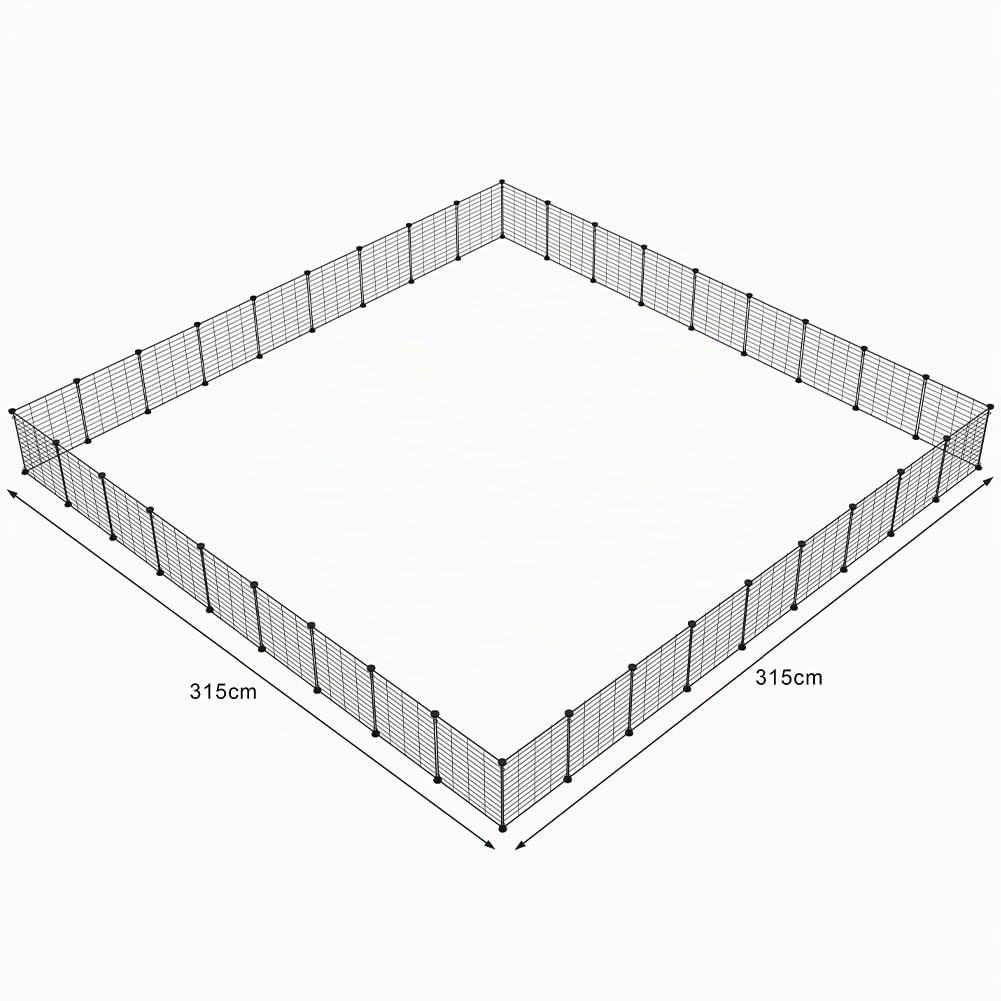 BAKAJI Clôture pour Animaux de Petite Taille Personnalisable en métal, clôture modulaire pour cochons d'Inde, Hamsters, Lapins, Chinchilla, pour intérieur et extérieur (143 x 71 x 46 cm, 2 étages)
