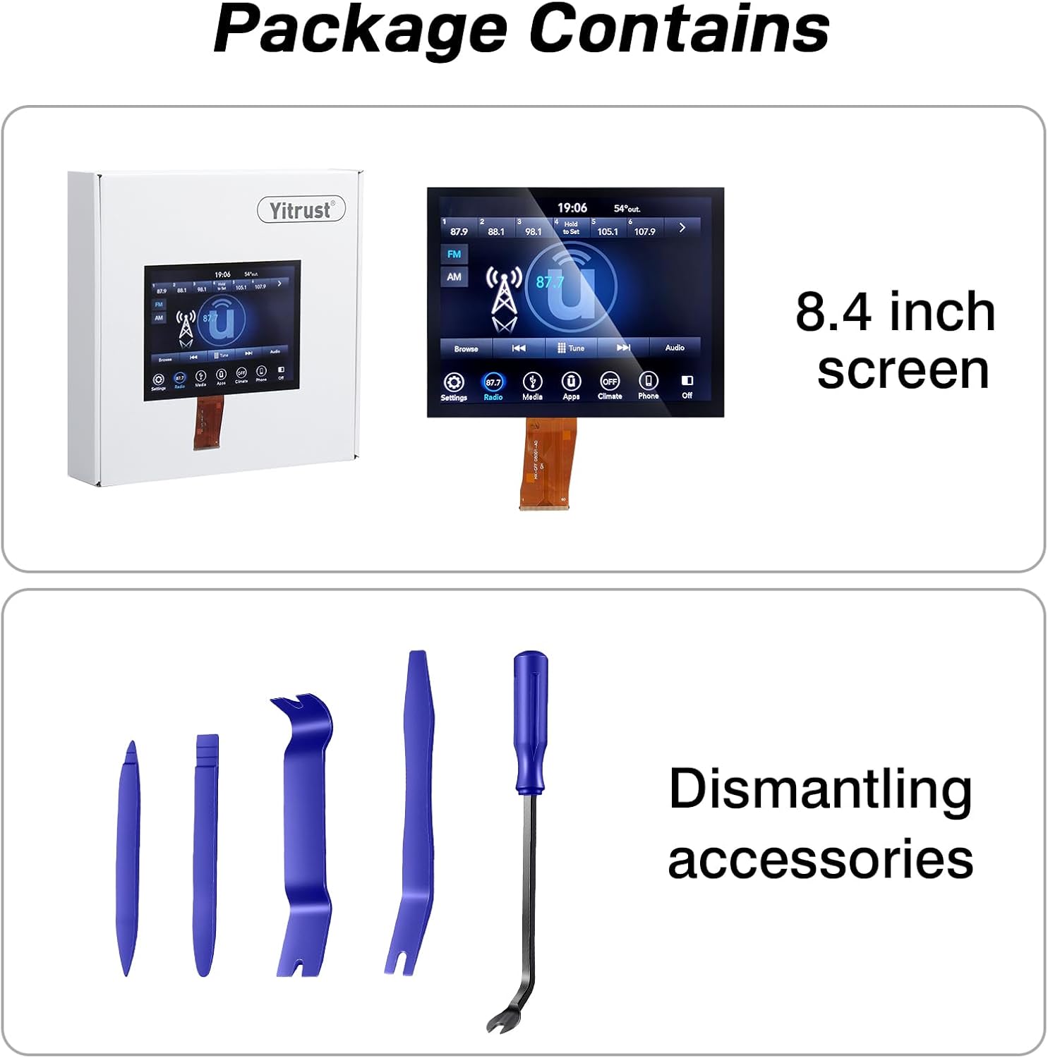 2026 New Upgraded Gel-Free 8.4" UConnect 4C UAQ Screen Radio Navigation with Mounting Tool Replacement Compatible Fit for Dodge RAM Jeep Chrysler 2017-2021 Replace OEM # LA084X01(SL)(02)