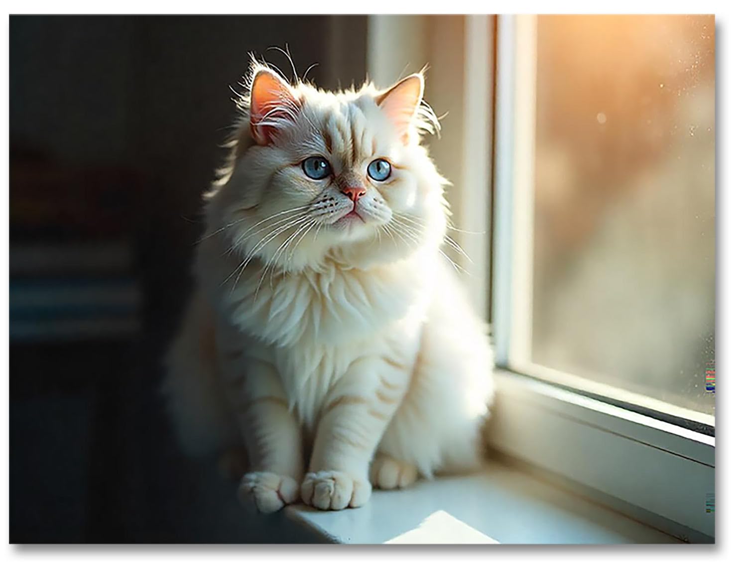 Small World Greetings Sunlit Lot de 24 cartes de photographie de chat – Intérieur vierge avec enveloppes blanches – Format A2 14 x 10,8 cm – Parfait pour les amoureux des chats, les anniversaires, les