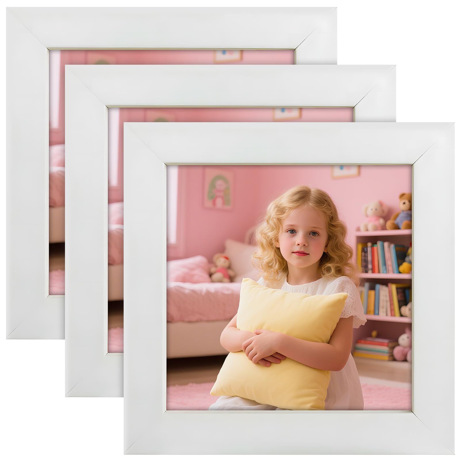 4x4 Photo Frames - 3Pack 4x4 Picture Frames for 10x10cm, Small Picture Frame White Square Frames for Wall Mount & Desk Stand
