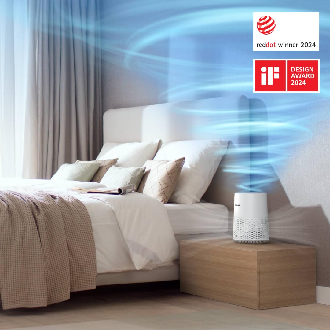 Philips Purificateur d'Air Séries 600, Ultra-silencieux et économe en énergie, éfficace contre allergies, Filtre HEPA élimine 99.97% des polluants, Jusqu'à 44m², Contrôle par App, Blanc (AC0650/10)