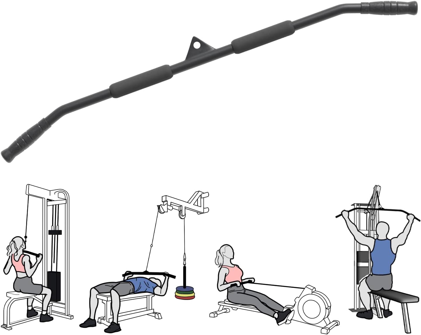 39.4'' Lat Pull Down Bar with Swivel, Non-Slip Lat Pulldown Attachments for Cable Machine LAT Pull Down Machine, Lat Pulldown Bar Cable Machine Attachment Cable Attachments for Gym