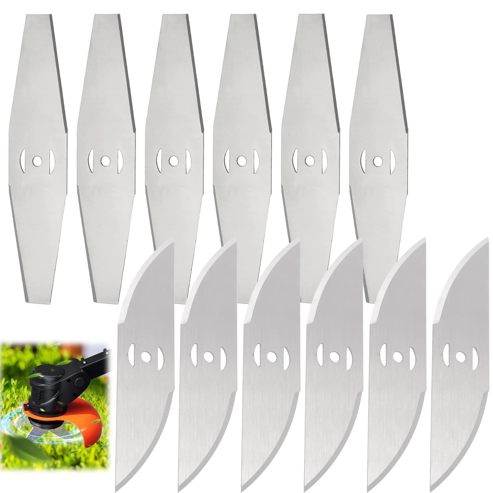 12 Pcs Cordless Strimmer Blades Metal, Brush Cutter Blade