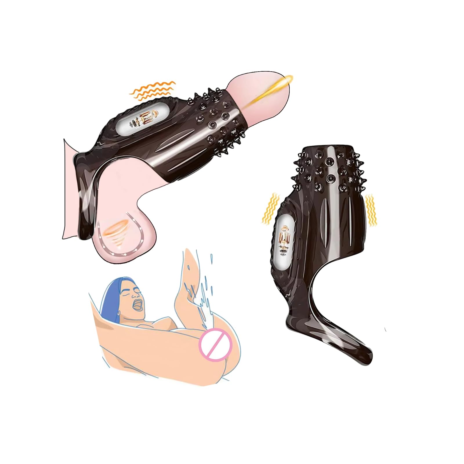 Vibrating Cock Ring Silicone Penis Sleeve Extension Male Penis Enlarger Cock Rings for Men Erection Sex Penis Vibrator
