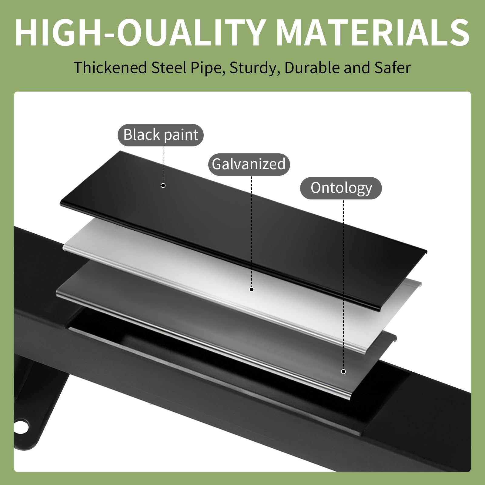 Corrimano 60 cm per Scale, Design Tubo Quadrato Corrimano a parete con supporti, Interno/Esterno, Ringhiera di sicurezza Nero opaca per scale, parapetti, balconi o maniglie