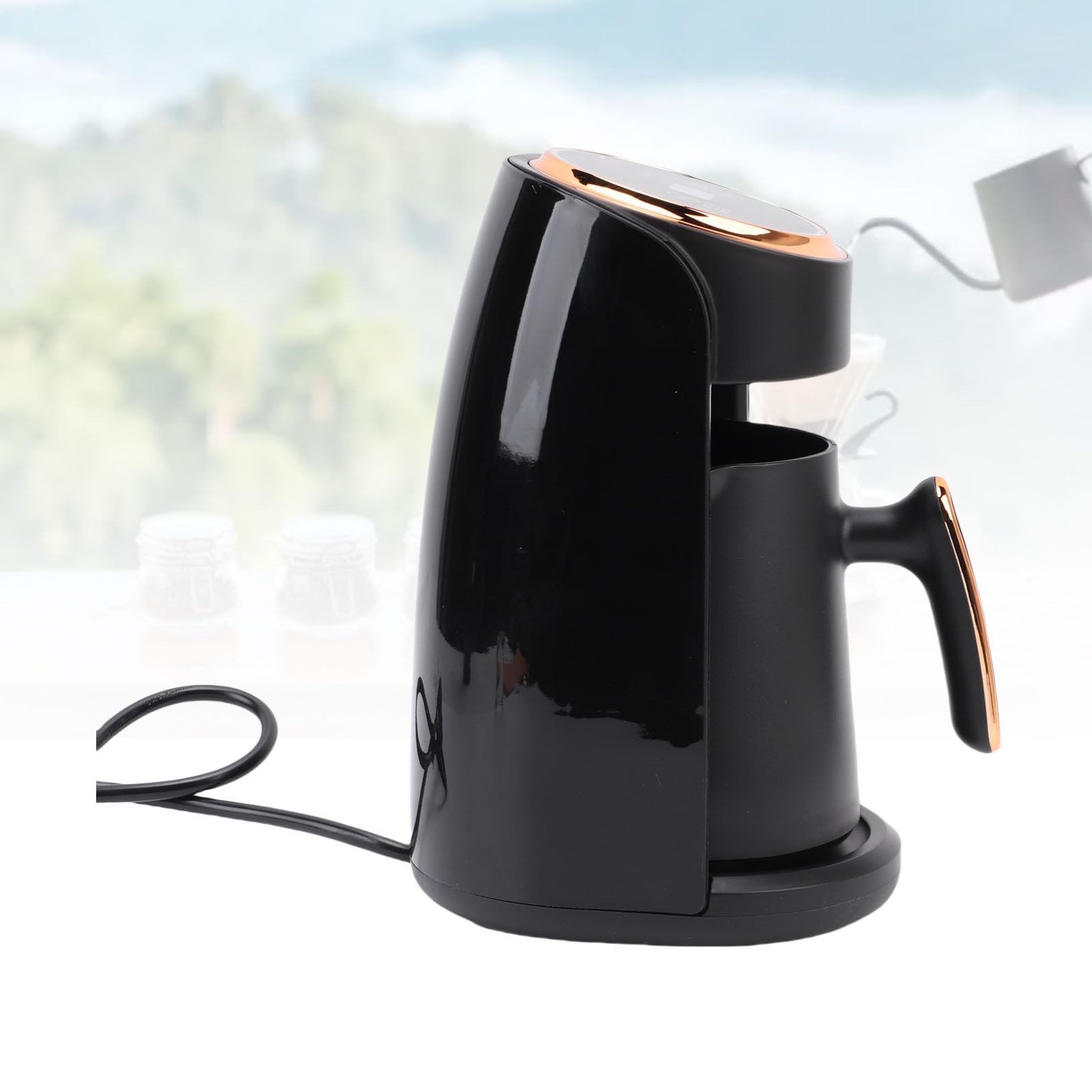 SIXRUN Cafetière Turque Électrique 600W, Machine à Café en Acier Inoxydable 300ml, Anti-débordement, Chauffage Rapide, pour Bureau et Maison