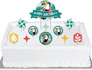 Big Dot of Happiness Calling All Toucans - Tropical Bird Birthday Party Cake Decorating Kit - Happy Birthday Cake Topper S...