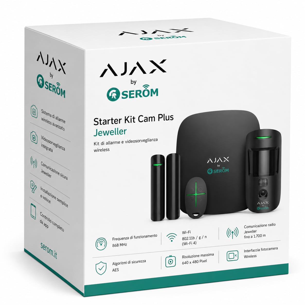 Ajx38175 Kit Antifurto Wireless Hub 2 Nero Con Connessione 4G E Ethernet, Certificazione Grado 2 En-50131, Controllo Fino A 100 Dispositivi, Supporto Motioncam Con Protezione