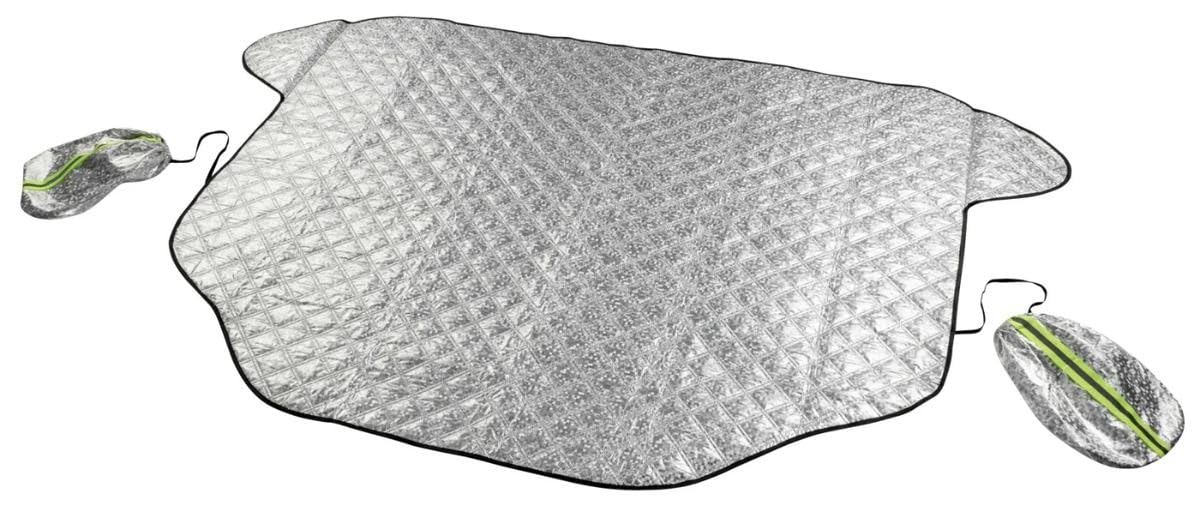 WALSER Premium Protection de Pare-Brise avec Couverture de rétroviseur latéral, Couverture de Pare-Brise 147x120 cm, Pare-Brise de Protection Solaire