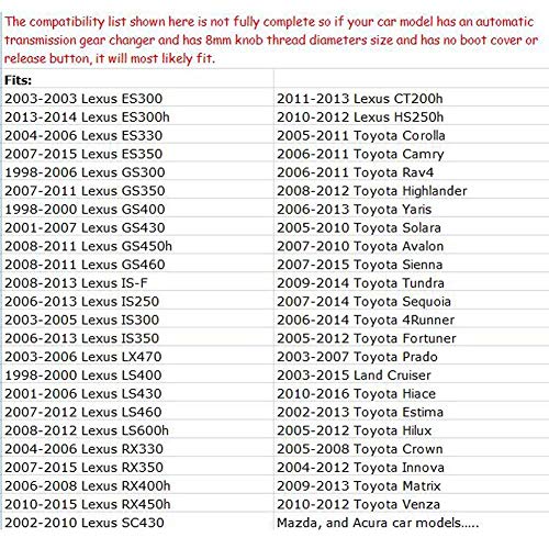 Pursuestar Black Leather Gear Shift Knob Compatible For Toyota Camry Crown Rav4 Land Cruiser Hiace Corolla Mazda Lexus Es Rx Gs Is Sc #TOP4