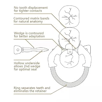 Dental Sectional Matrix System kit, Include Matrices Tweezer Forceps, W5 Dental Wedges Plastic, C2 Set for Orthodontics and Dental Restorations