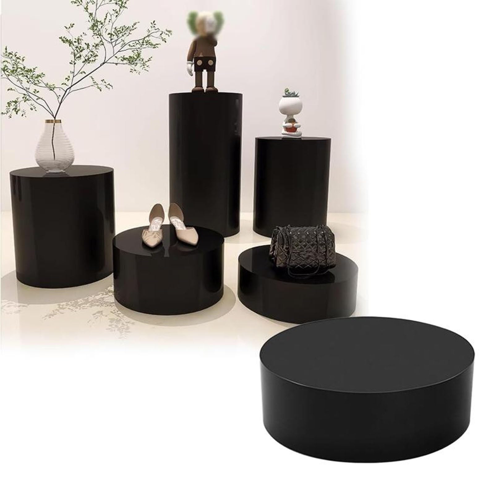 Soporte de pedestal redondo para exhibición de maniquí de tienda de ropa de boda, plataforma de escenario, decoración de eventos, zapatos elevadores de novia, negro, 50 x 20 cm