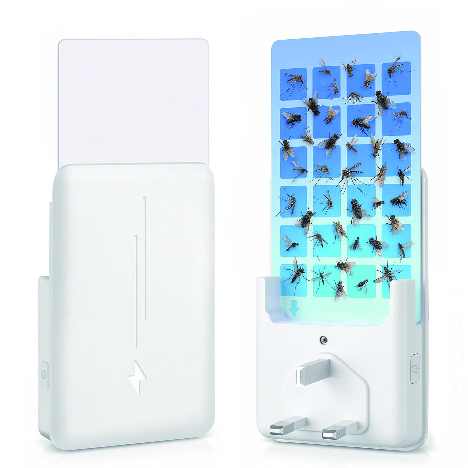 Plug-In Fruit Fly Traps Indoor, 2 Pack UV Fruit Fly Catcher with Night Light and 10 Sticky Glue Cards, Quiet Gnat and Flying Insect Trap for Kitchen, Bedroom and Indoor Plants