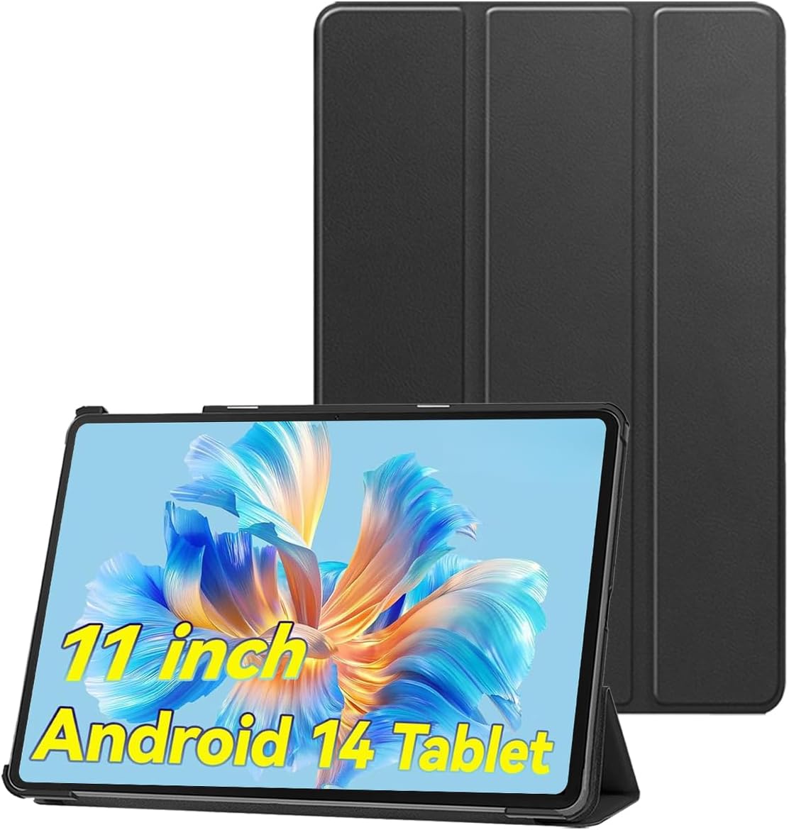 Case for FEONAL Tablet 11 inch,Hard PC and Premium PU Stand Cover Ultra Lightweight Slim Shell Stand Cover for Tablet 11 inch,Black