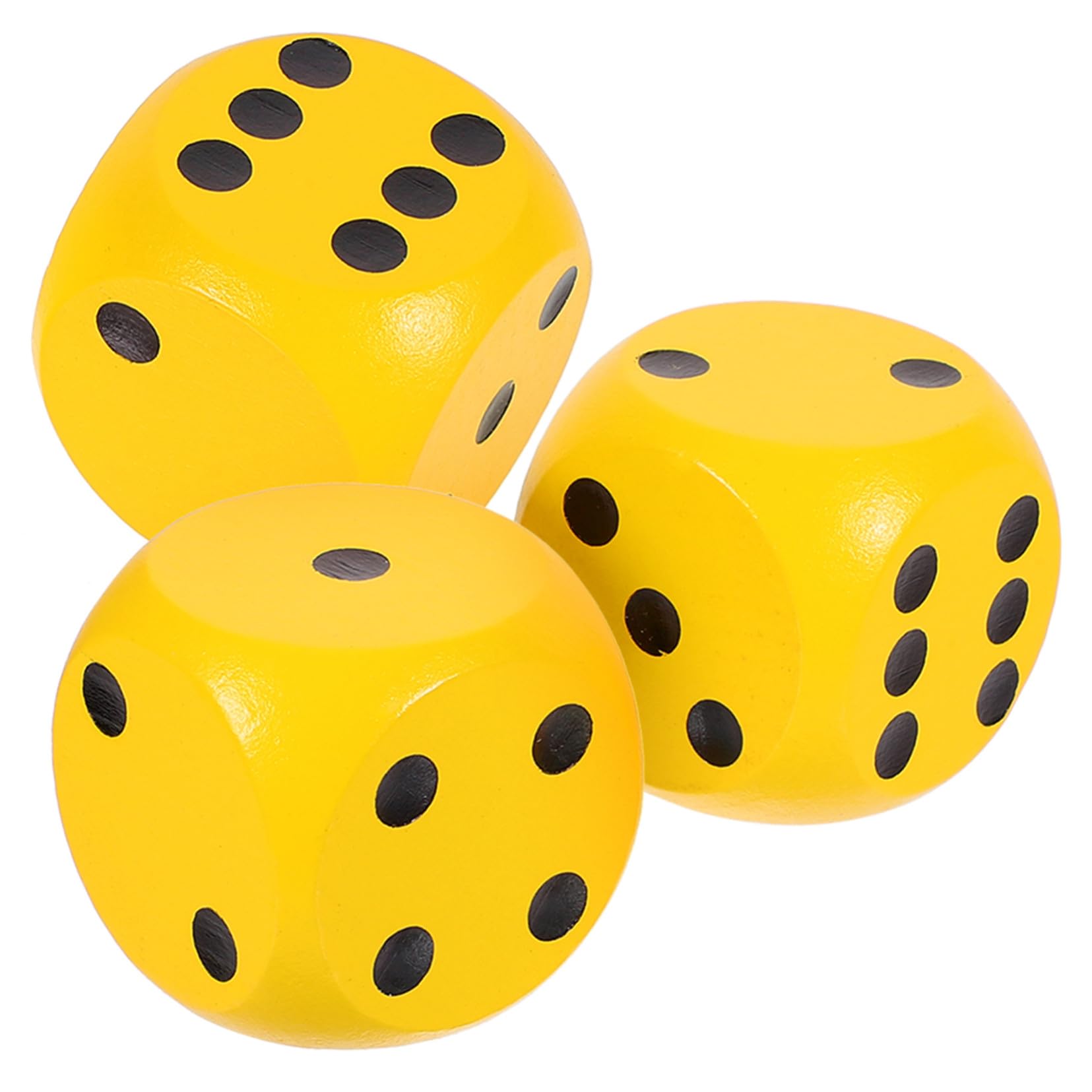 Hohopeti Dés en Bois Jaune 3 Pièces Légers et Portables Coins Arrondis pour Jeux de Société la Maison et Réunions Familiales