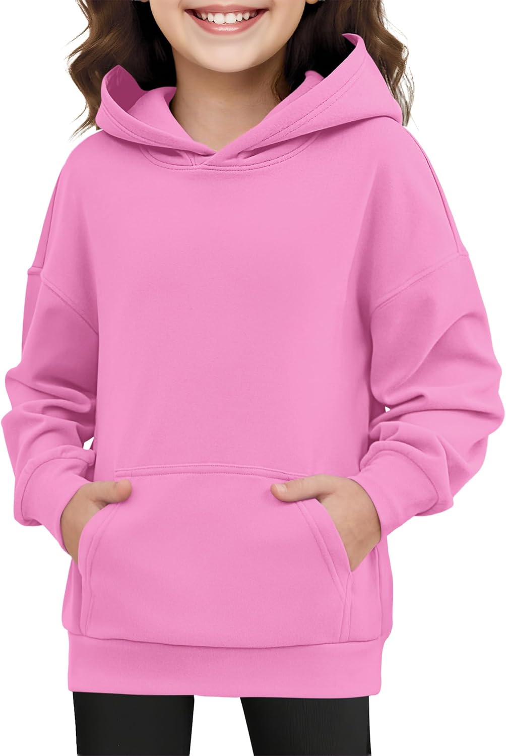 Kids Hoodeis Girls Cute Sweatshirts Pullover Long Sleeve Crewneck Drop Shoulder Tops 2025 Trendy