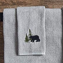 BLACK FOREST DECOR Bear & Pine Tree Fingertip Towel 11" Wx19 L