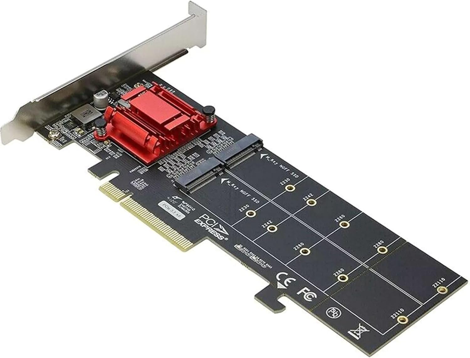 PCI-E x8 to 2-Port M.2 NVMe Expansion Card with Half Baffle 8Gbps Transmission ASM2812 Support M.2 NVMe SSDs for Desktop