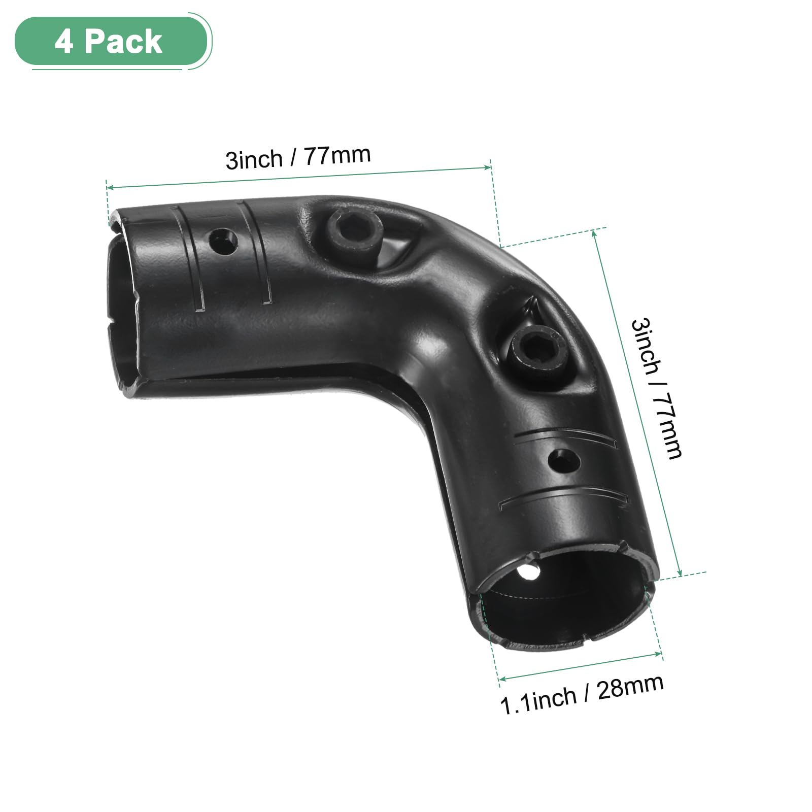 M METERXITY 4-Pack Structural Pipe Connector, Elbow Connector Steel Pipe Connector for OD 1.1" or 28MM Pipe - Image 3