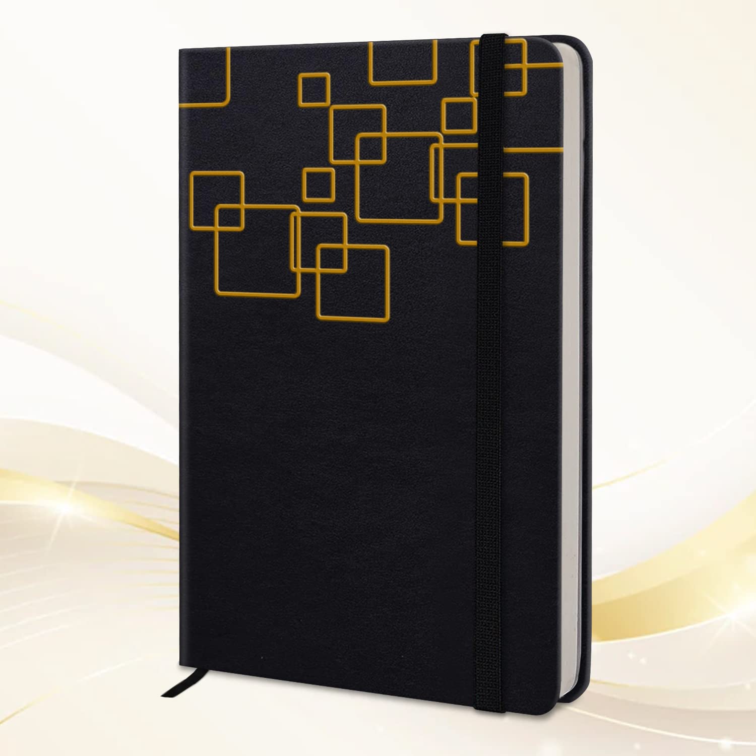 Black Leather Executive Notebook Diary with Elastic Lock For Office Personal Daily Planner Notebook Undated Diary, A5 Size Notebook Journal Diary with 192 Ruled Pages