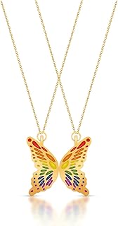 LGBT Pride Rainbow Gifts Necklace, 2Pcs Couple Rainbow Pride Matching Butterfly Necklace for LGBT Couples, Anniversary Christmas Birthday gifts for Gay Lesbian Pride Stuff Pride Decor