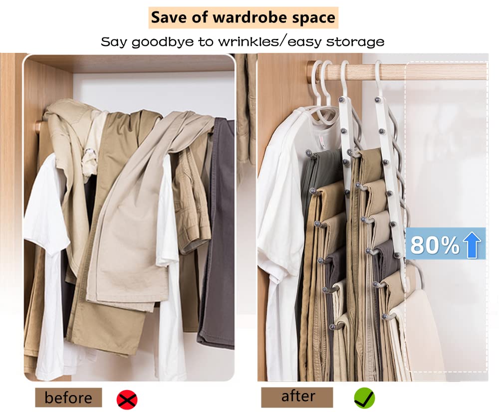 Aobetak - Appendi pantaloni salvaspazio in acciaio inox, a S, per pantaloni, jeans, sciarpe