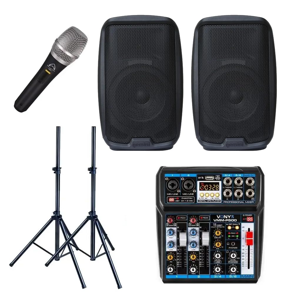 IMPIANTO AUDIO 400 watt COMPLETO PER KARAOKE DJ LIVE CASSE MIXER
