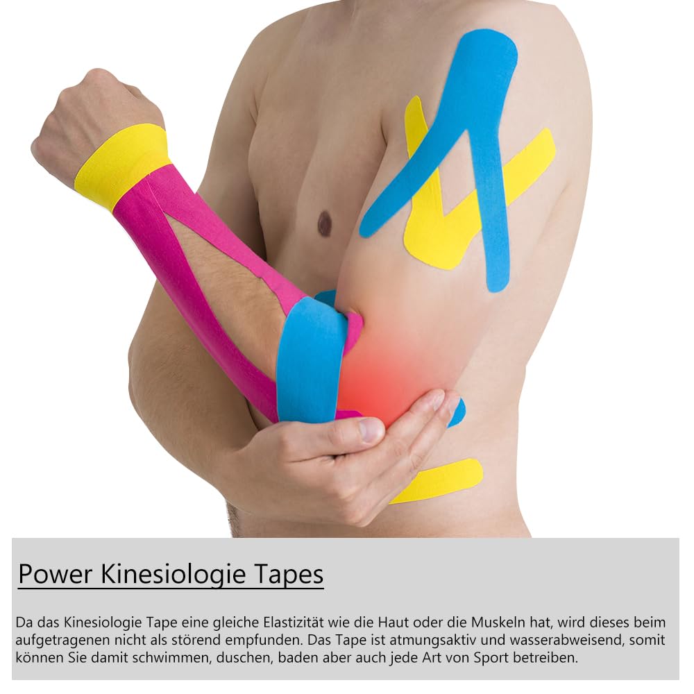 Medicalcorner24 Kinesiologie Tape, Power-Tape, in 6 versch. Farben, 12 Rollen, 5 m x 5 cm