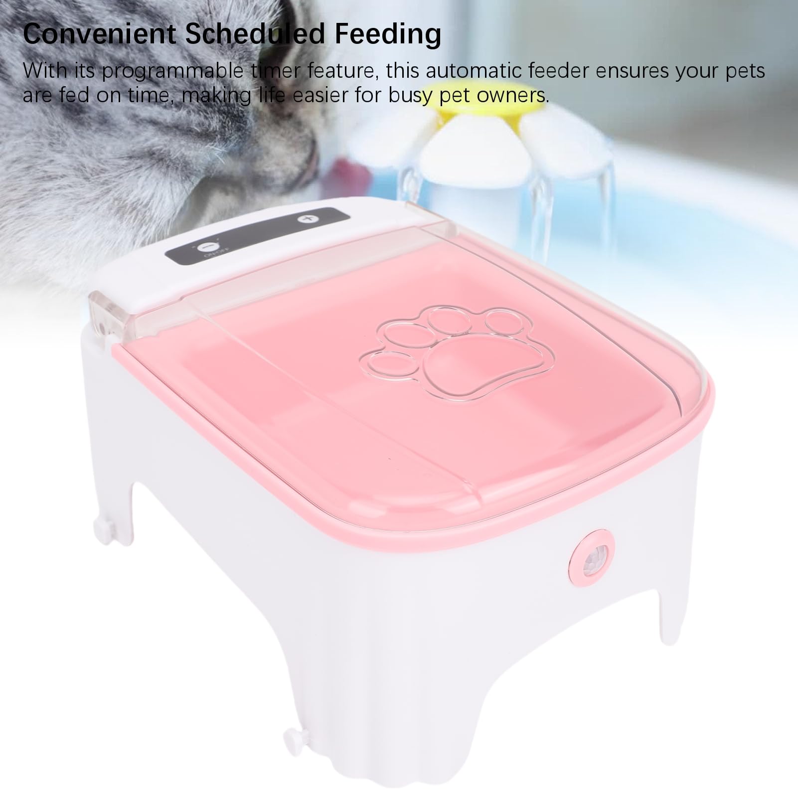Topiky Mangiatoia Automatica per Gatti Temporizzata da 2,5 Litri Dispenser di Cibo per Animali Domestici di Grande Capacità Antiribaltamento con Timer Programmabile per Cani Gatti, Mangiatoia (PINK)