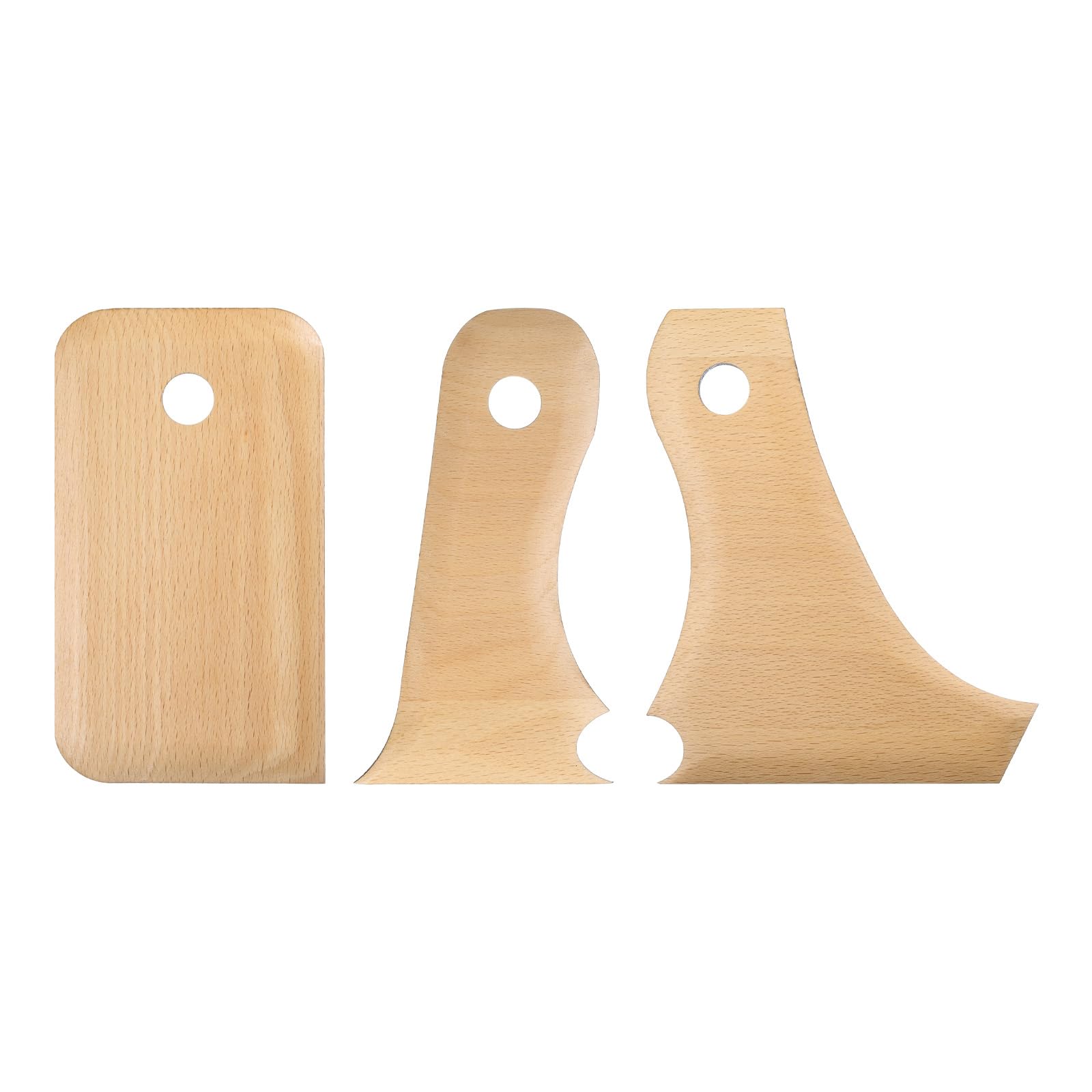 HARFINGTON 3pcs Pottery Ribs Trimming Tools Beech Pottery Profile Curved Bundle Shaping Texture Rib Beech Wood for Carving Ceramics Clay