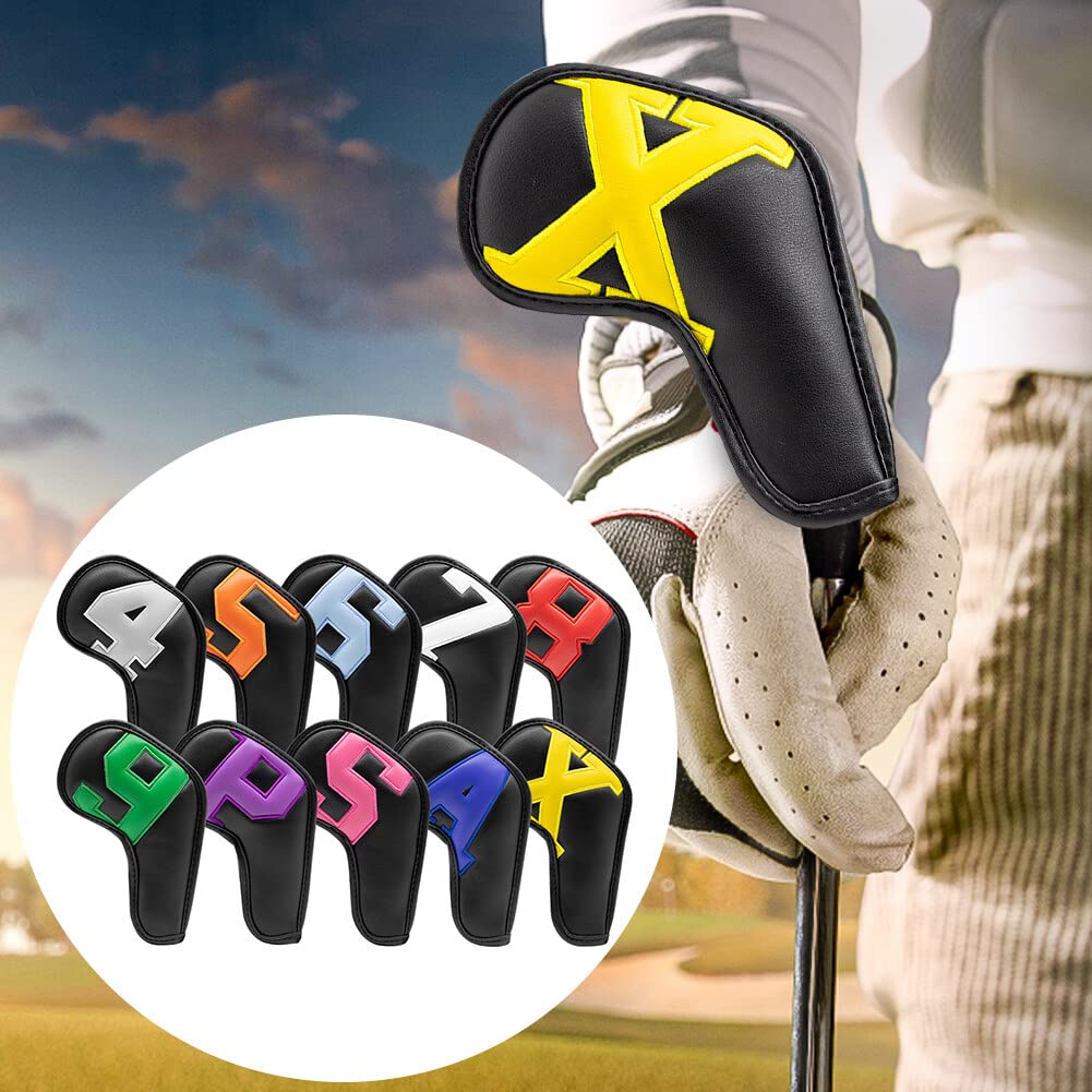 10 Pièces Housses pour Tête de Club de Golf - Couvre de Protection avec Chiffres et Lettres Imprimées - Capuchon Headcover Set