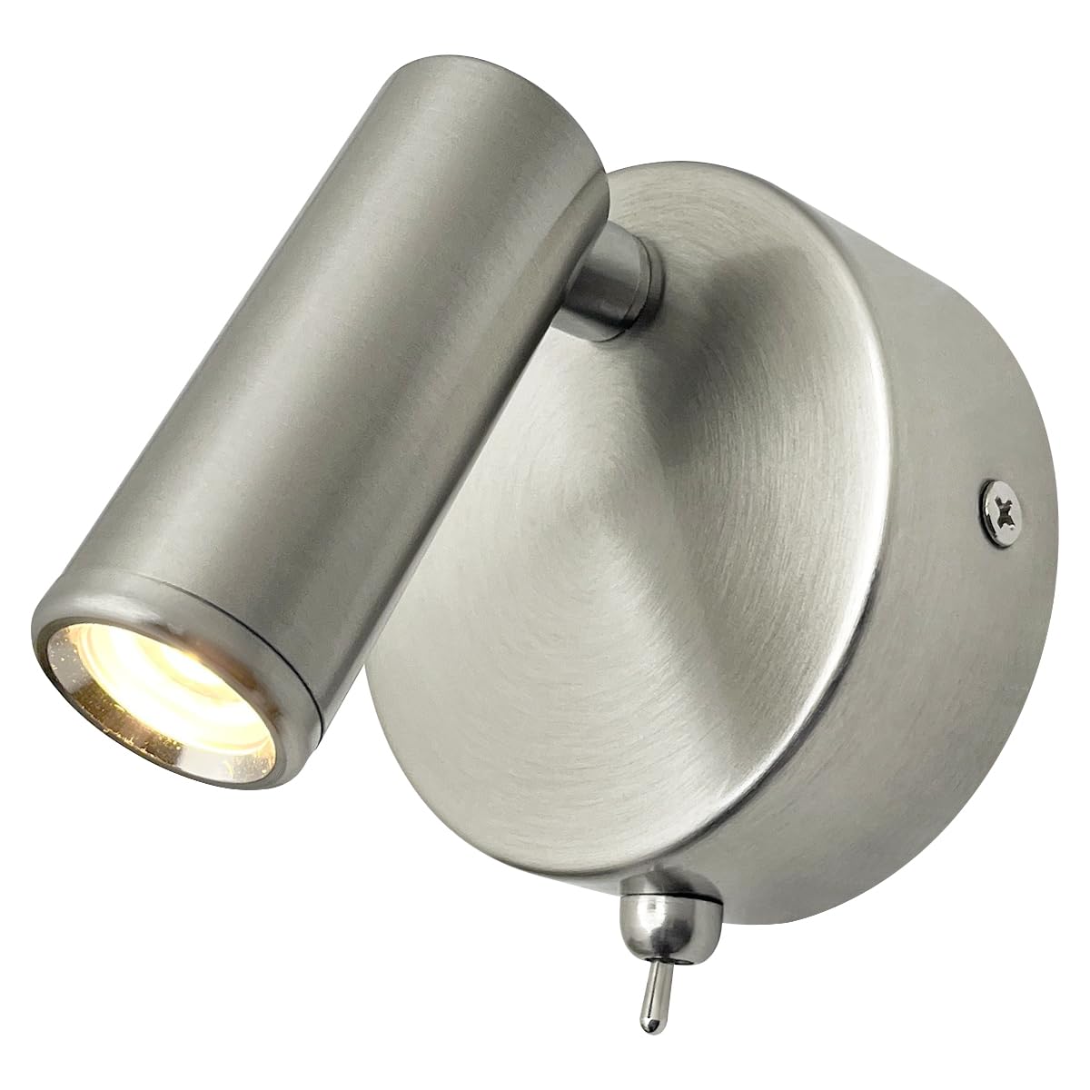Long Life Lamp Company Adjustable Brushed Chrome Wall Mounted Bedside Light Switched Warm White BW11