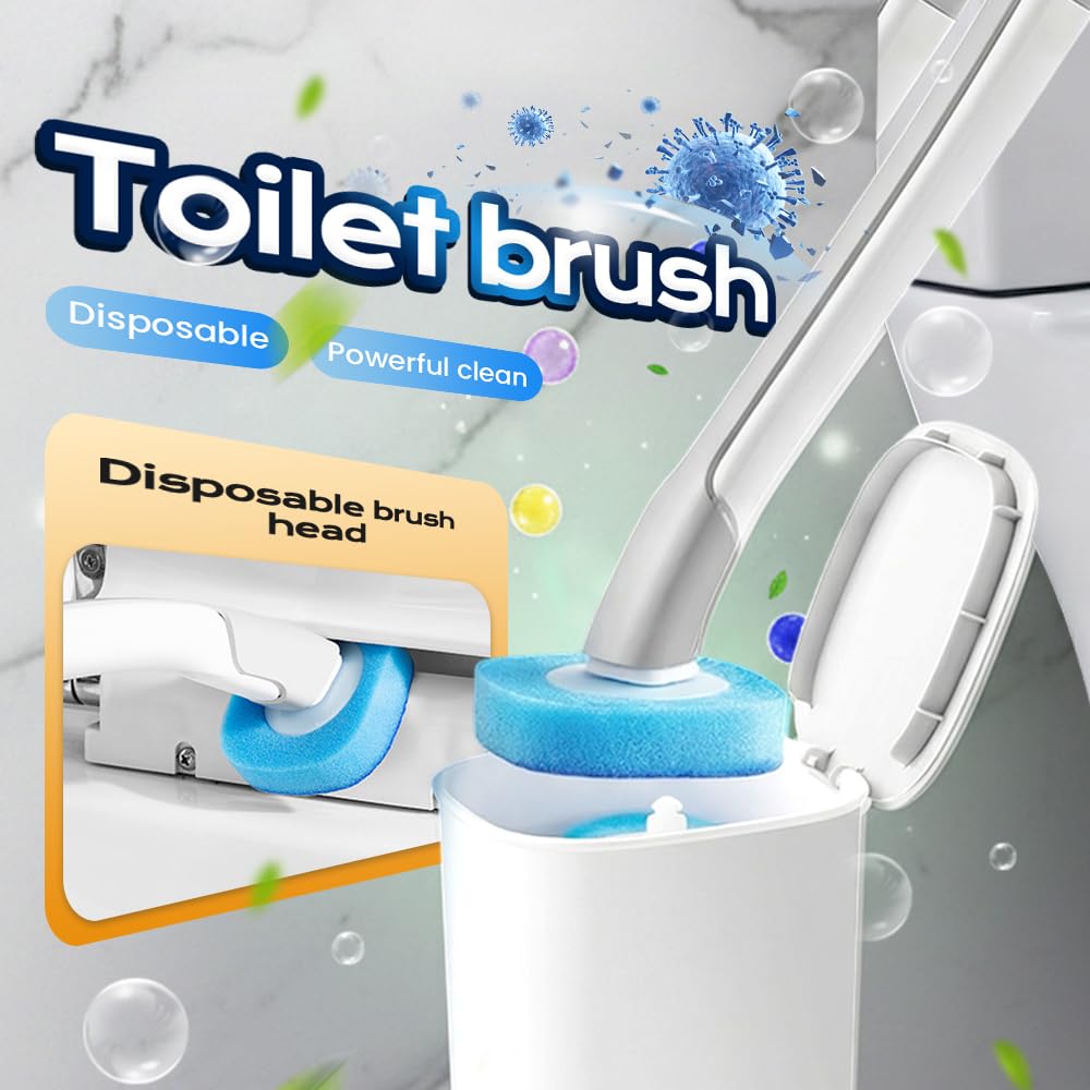 Kit de cepillo de inodoro 2026, incluye 16 recambios de limpiador, varita de inodoro montada en la pared, herramienta de limpieza de baño para inodoro, fregadero y bañera, fácil almacenamiento y uso