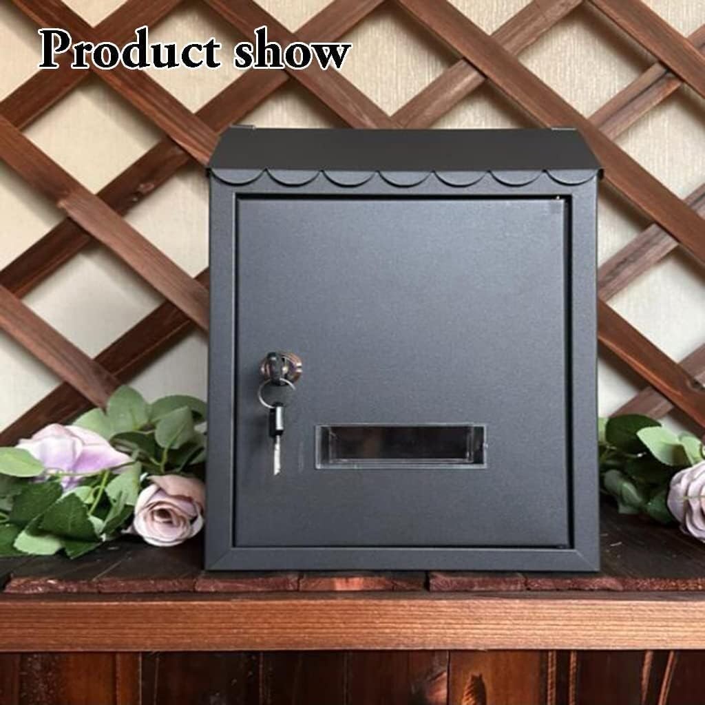 E-Mail Rechteckiges Schloss Eisen E-Mail Einfache E-Mail Home Wand Paketbox Outdoor Straßenrand Garten E-Mail(Black Yarn a)