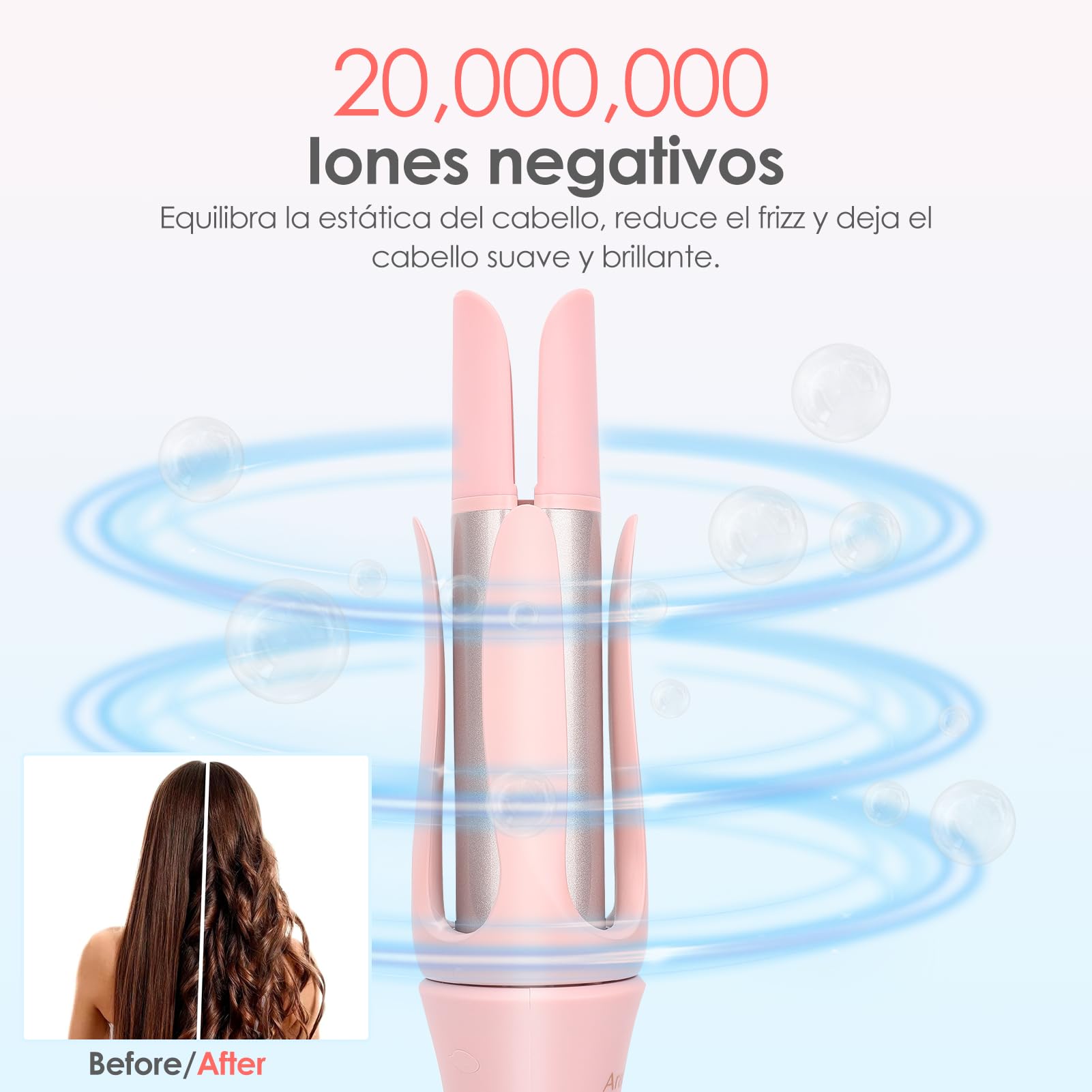 Rizador Automático 32mm Para Pelo Mediano, Calentamiento en 30s | 3 Temperaturas 160℃-200℃, Iones y Protección Anti-Quemaduras, Cable Giratorio 360°