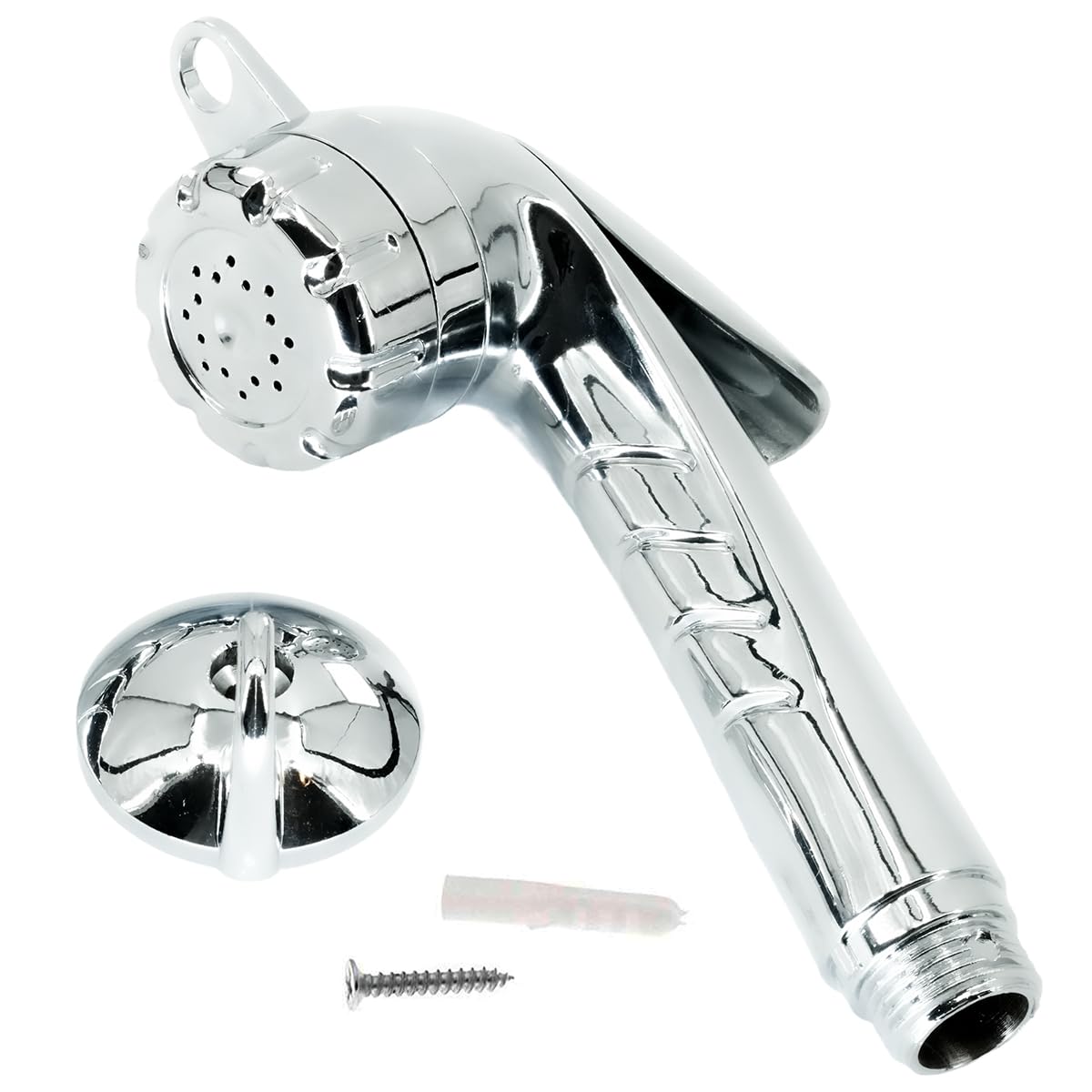 Ciciment Silver Chrome Trigger Handheld Shower Head With Hook,1/2" Thread, On/Off Control - Ideal For Baths, Boats, Caravans