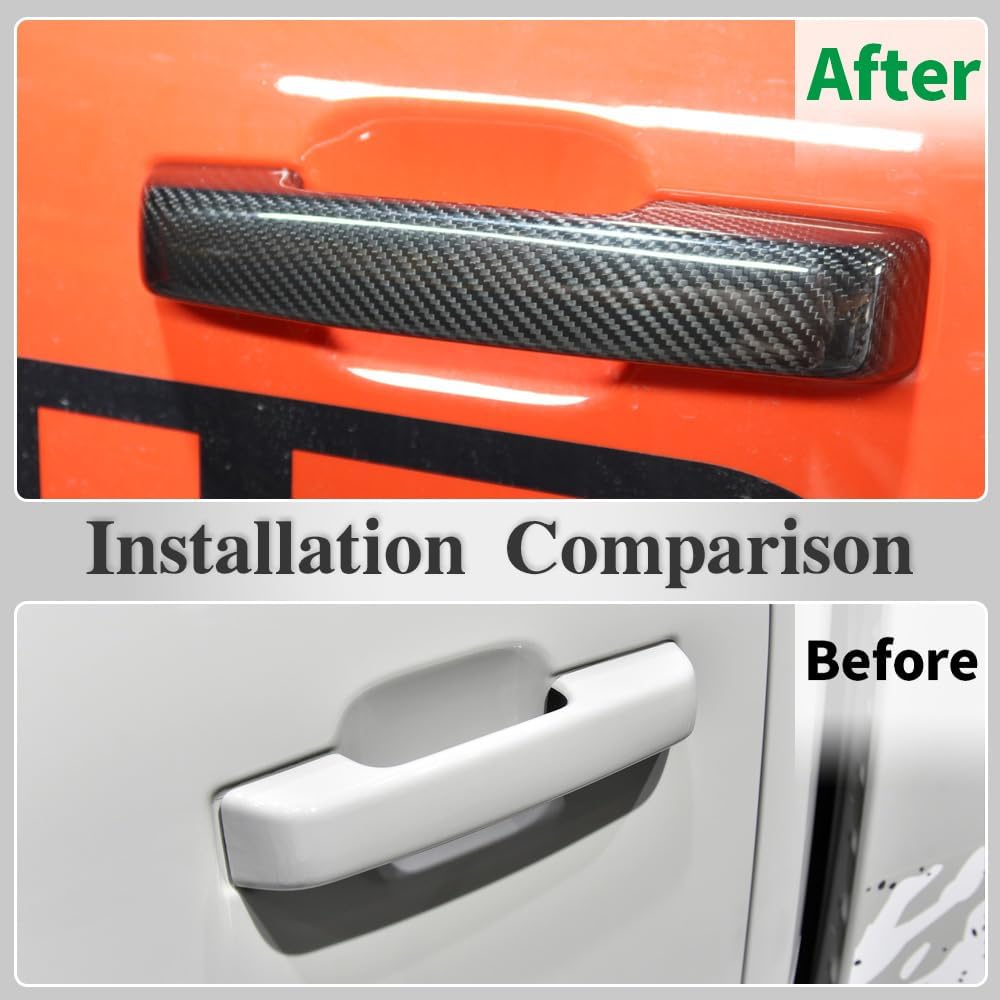 Outer Door Handle Cover for Ford F-150 F150 Raptor R Shelby Limited Lariat Off-Road 2021 2022 2023 2024,Genuine Carbon Fiber Door Button Overylay Trim