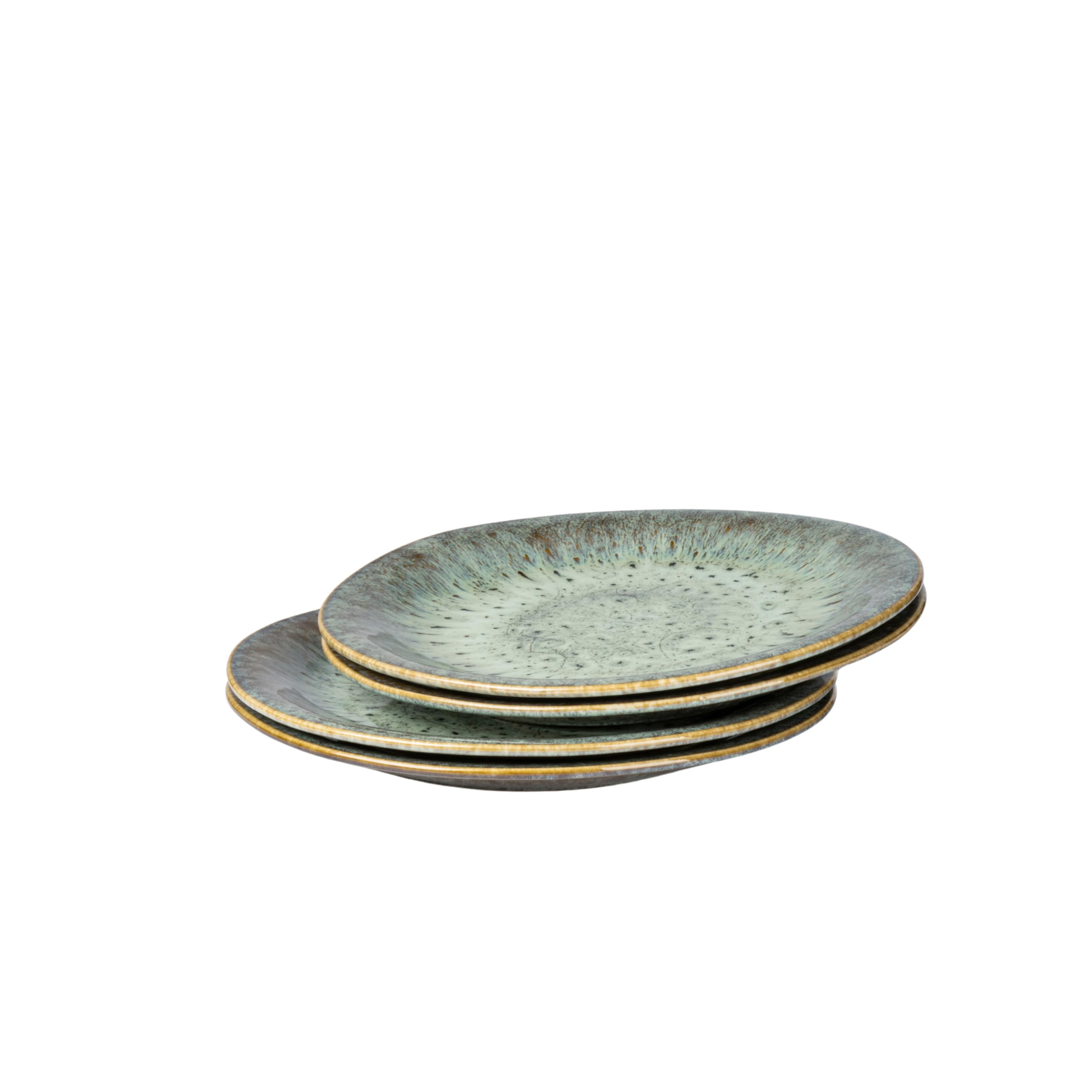 Teller-Set, Steinzeug Flussufer blau, grün, braun