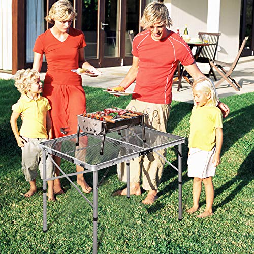 Redswing Portable Grill Table For Outside, Aluminum Folding Grill Stand Table For Outdoor Camping Picnic Bbq, Lightweight Adjustable Height, 36"X24"X15"/28" Sliver #TOP3