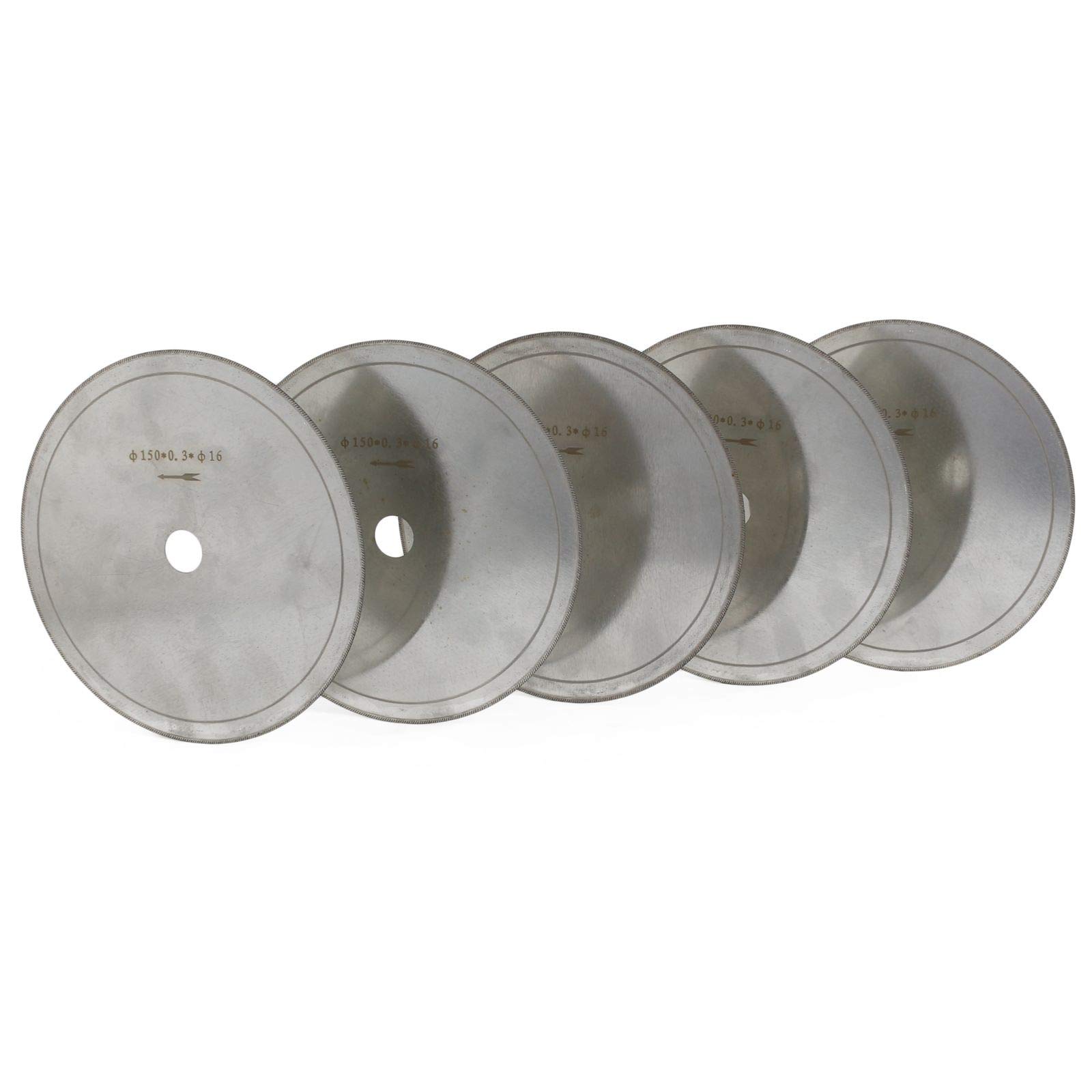 JINGLING 6" Super-Thin Diamond Lapidary Saw Blades – 5-Pack, 1/2" Arbor, Silver