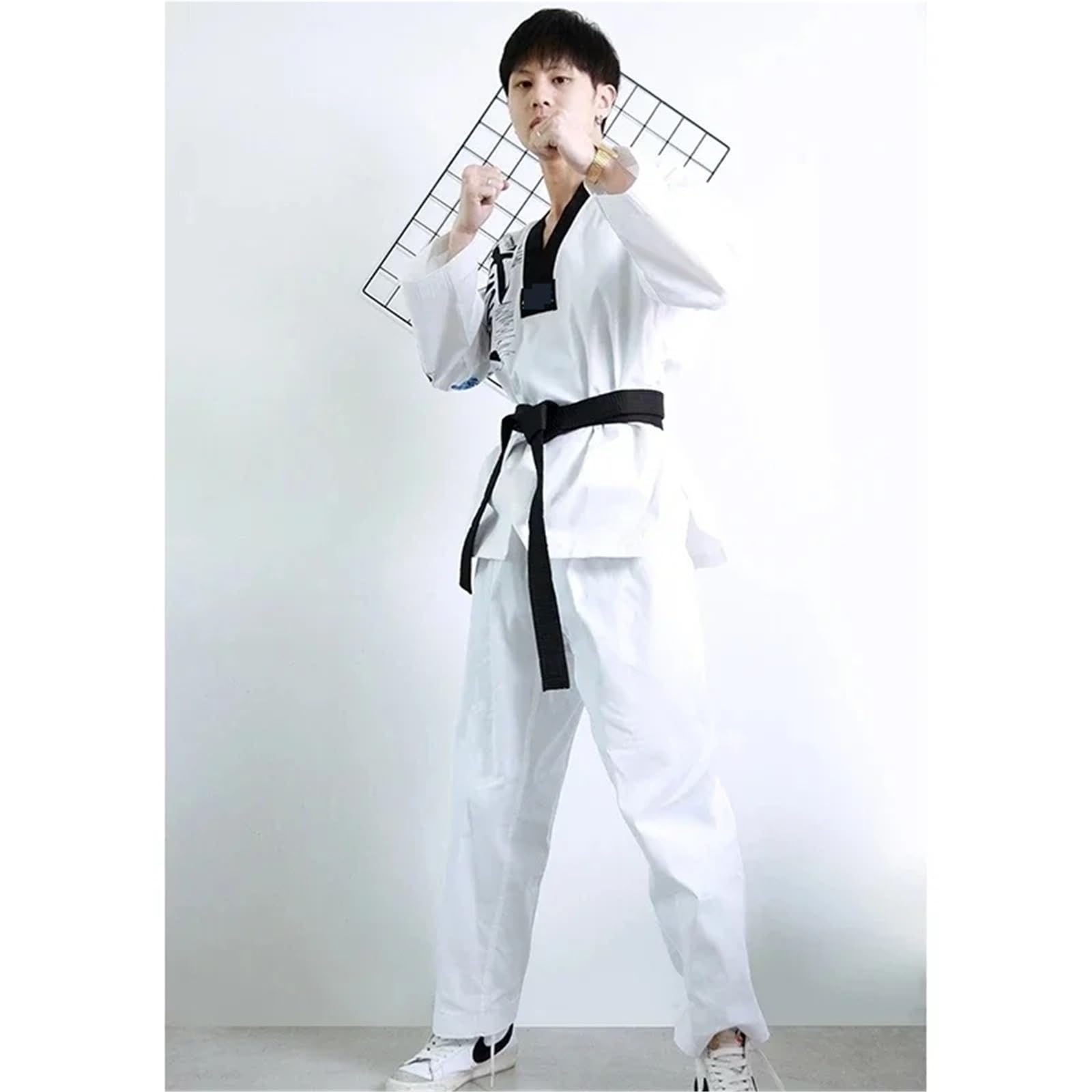 Karate-Anzug Erwachsene Männer Frauen Meister Taekwondo Uniformen Trainer Anzug mit weißem Gürtel Karate-Kleidung(XXXL-190CM)