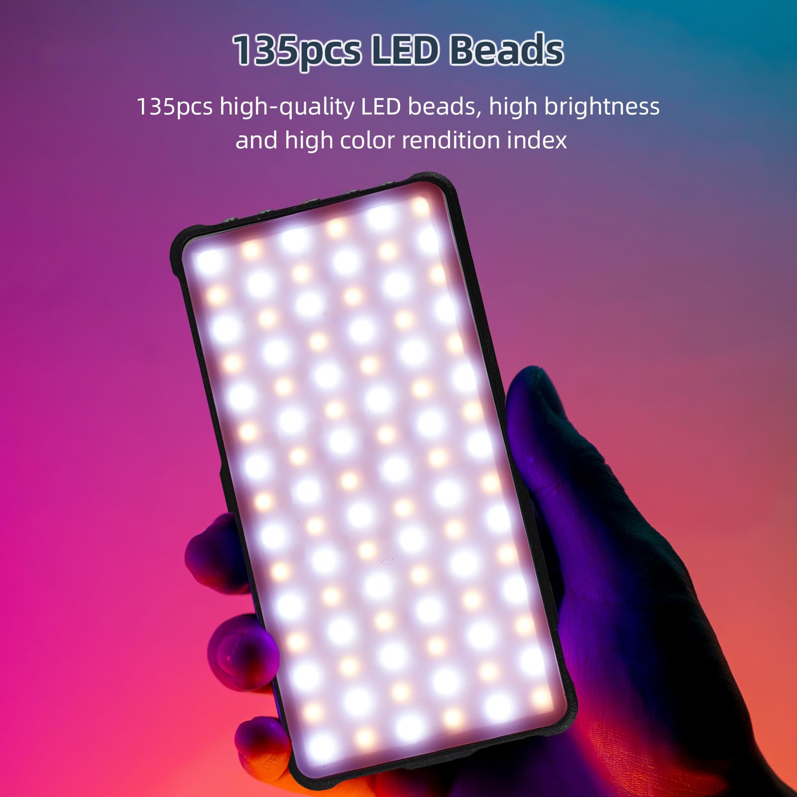 Andoer Luce Video RGB Luce Selfie per Telefono Luce di Riempimento RGB Pannello Tascabile Luce Video per Vlog Live Streaming Videoconferenza Lluminazione Fotografia di Prodotto