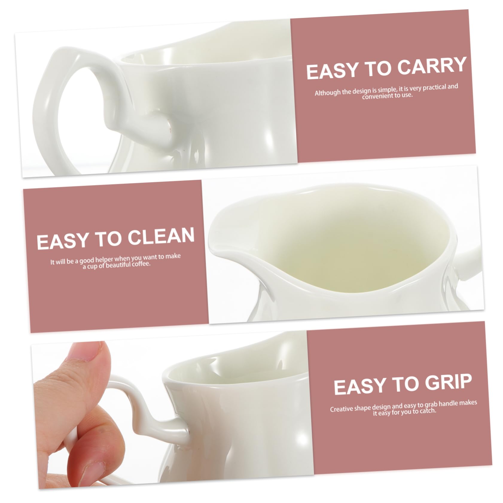 Homoyoyo Unique Spout Milk White Ceramic Small Pitcher Easy to Use Suitable for Home Shop Restaurant