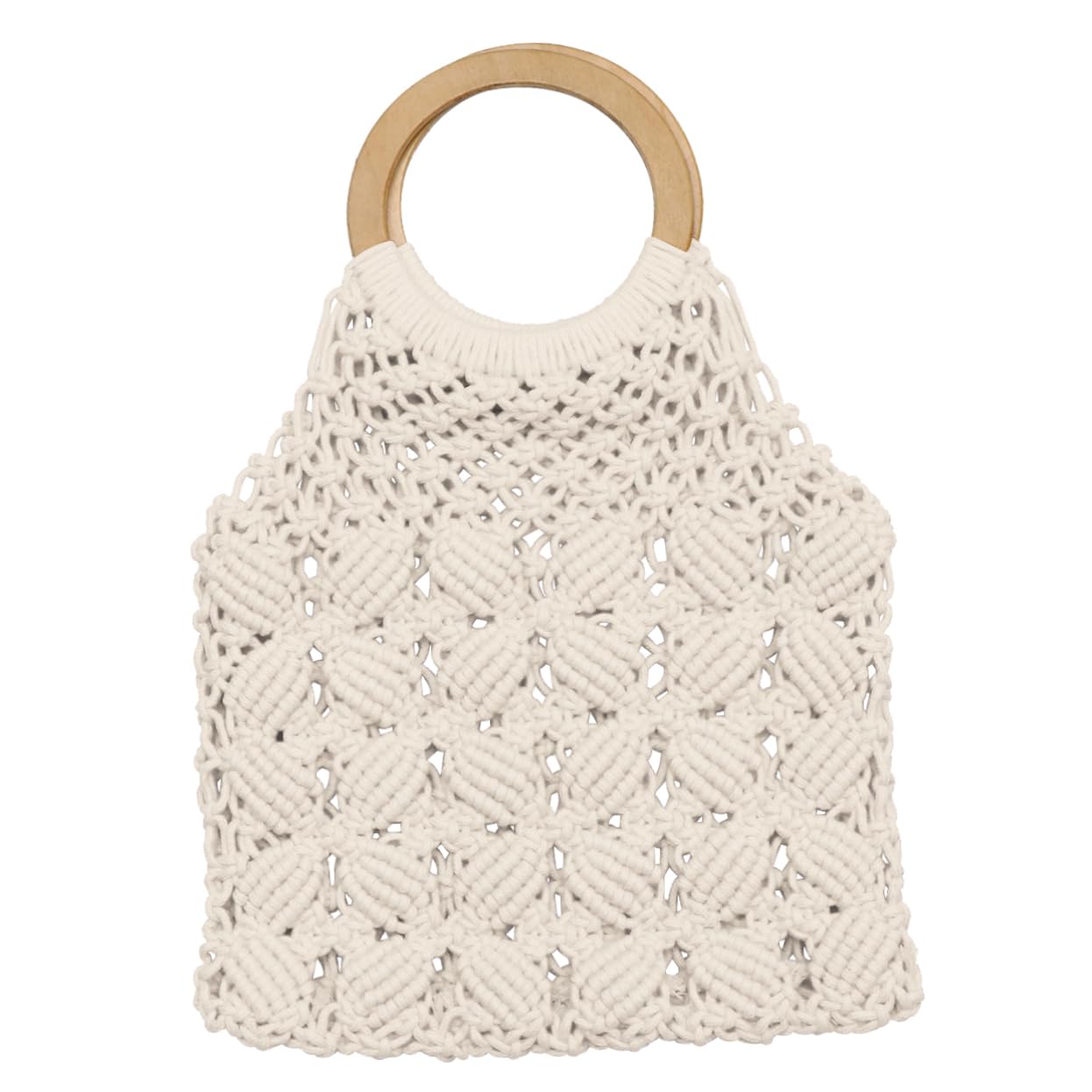 Handgefertigte Tragetasche aus Baumwollseil Weiße Handtasche für Damen und Mädchen Praktische Webbeutel für Alltag und Party