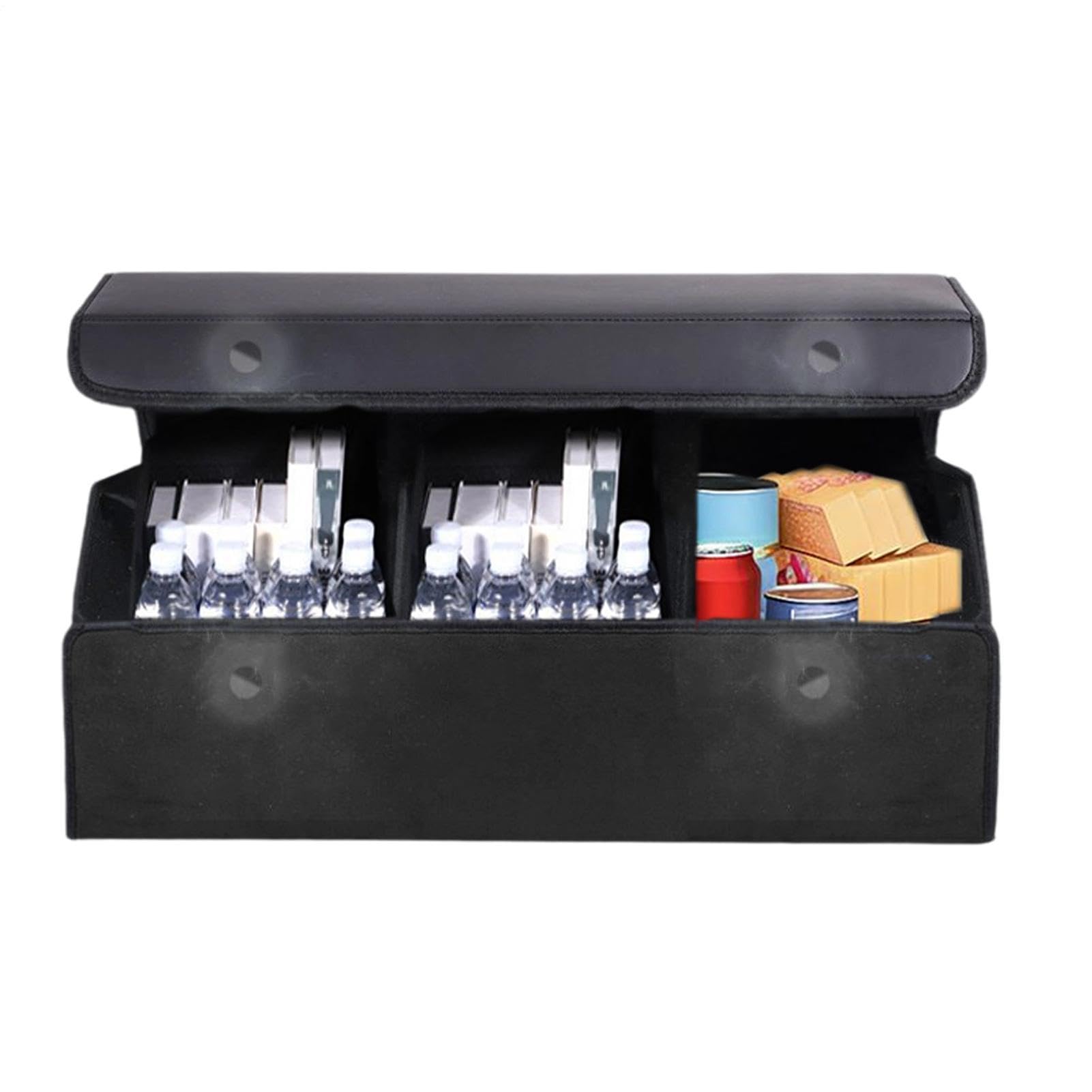 Generico Organizer Per Vano Portabagagli SUV Contenitore In Pelle PU | Organizer Per Bagagliaio SUV Pieghevole Con Chiusura Magnetica Viaggi, Carico, Spesa, Attrezzi, Interni, Esterni, Campeggio