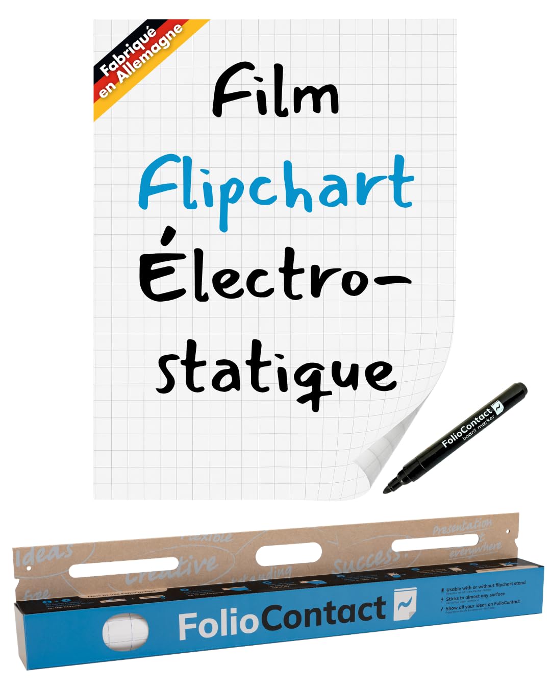 Tableau électrostatique/Film électrostatique breveté Fixation sans outil sur presque toutes les surfaces