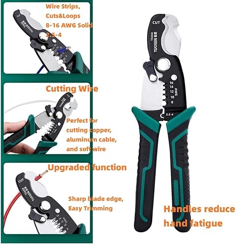 Miniatura 2 de Zsling Pelacables de 8 pulgadas pulgadas Alicates de corte de alambre de herramienta manual multifunción Cortadores de alambre de corte de cables