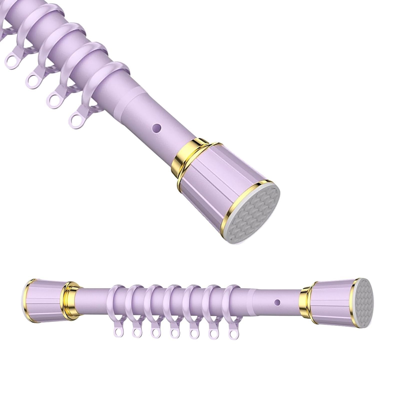 WQPMNYG Extendable Tension Rod for Shower Curtains, No Drilling, 3m Diameter, Rustproof Steel, Non-Slip Design, for, Closets, Doors (Purple, 110-190cm/43-74in)